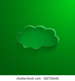 Illustration of Green eco glossy glass cloud icon vector illustration