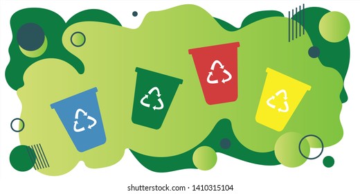 illustration green elements recycle bin vector