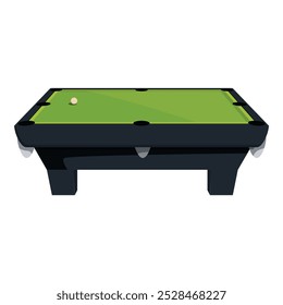 Illustration of a green empty pool table with one ball is standing on white background