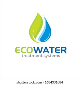 Illustration green energy concept eco water logo design vector template.  