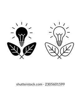 illustration of green energy, leaf with lightbulb icon vector