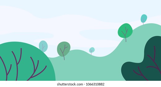 Illustration of green field with abstract trees