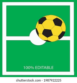 Illustration of green field and yellow soccer ball