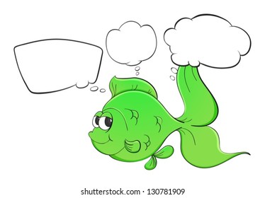 Illustration of a green fish with empty callouts on a white background