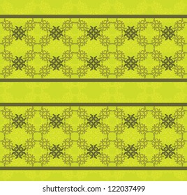 Illustration of green floral lace pattern texture background.