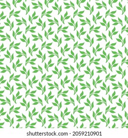 Illustration of green foliage, seamless botanical pattern, print for paper