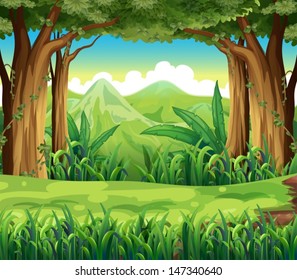 Illustration of the green forest