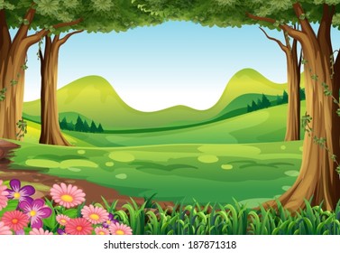 Illustration of a green forest