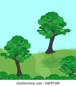 illustration of green forest