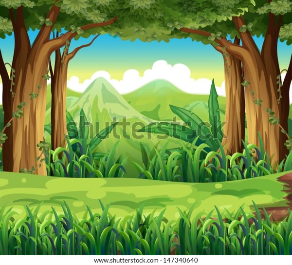 Illustration Green Forest Stock Vector (Royalty Free) 147340640