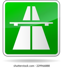 illustration of green freeway sign on white background