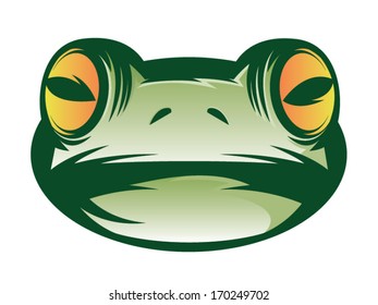 Illustration of a green frog face icon/Frog Face Vector
