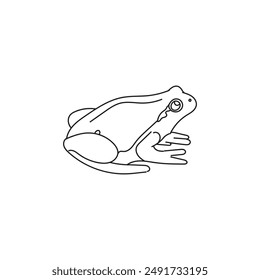 Illustration green frog line art unique design with blank background