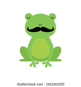 Illustration of a green frog with mustache cartoon character