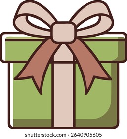Illustration of Green Gift Box With Bow For Holiday Birthday Wedding Gift Giving