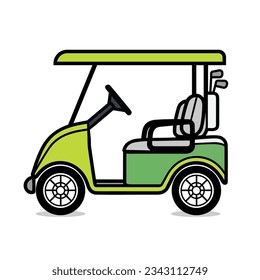 illustration of green golf cart on white background