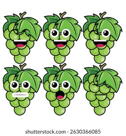 The Illustration of Green Grape Emoticon Fruit