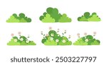 illustration green grass, collection. Nature vector illustration, land ecosystem grass. grass and flowers.