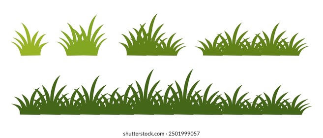 illustration green grass, collection. Nature vector illustration, land ecosystem grass.