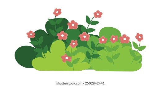 Ilustración Hierba verde, colección. Naturaleza Ilustración vectorial, pasto ecosistema de la tierra. hierba y flores.