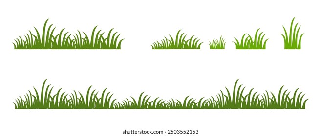 illustration green grass, collection. Nature vector illustration, land ecosystem grass.