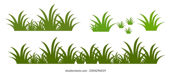 illustration green grass, collection. Nature vector illustration, land ecosystem grass.