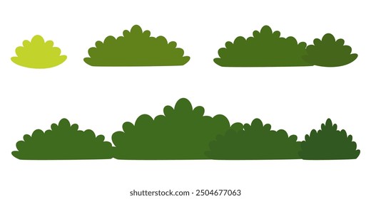 illustration green grass, collection. Nature vector illustration, land ecosystem grass.