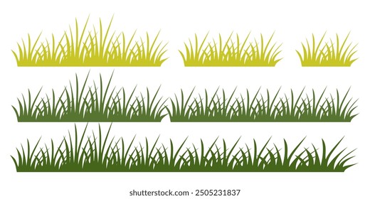 illustration green grass, collection. Nature vector illustration, land ecosystem grass.