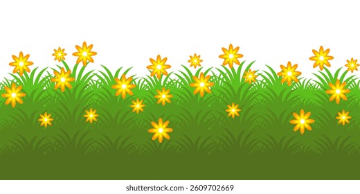 illustration green grass, collection. Nature vector illustration, land ecosystem grass.
vector flowers and green grass.