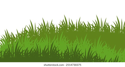 Illustration of green grass and flowers. vector collection of grass in flat style. Spring green grass, green lawn. summer nature background