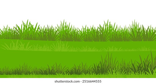 Illustration of green grass and flowers. vector collection of grass in flat style. Spring green grass, green lawn. summer nature background