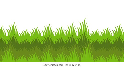 Illustration of green grass and flowers. vector collection of grass in flat style. Spring green grass, green lawn. summer nature background