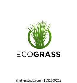 Illustration green grass friendly lawn development site logo design