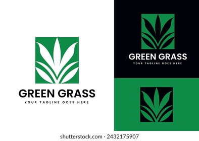Illustration of Green Grass growing in square shape design with background