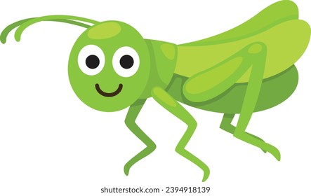 illustration of green grasshopper cartoon white on background vector