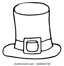 illustration, green hat of St. Patrick. Vector hand-drawn illustration and isolated on a white background.