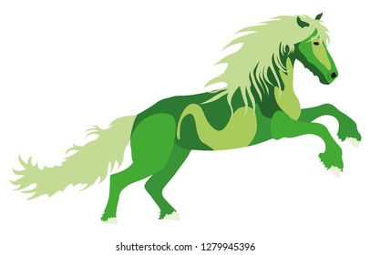 Illustration green Horse for the creative use in graphic design