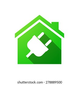 Illustration of a green house icon with a plug