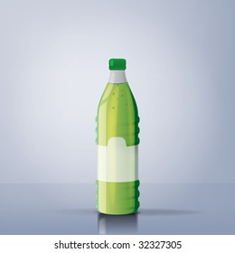 An illustration of a green juice bottle with reflexions