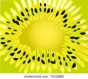 illustration with green kiwi background