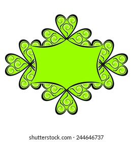 Illustration of green label with a celtic pattern 