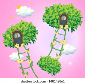 Illustration of the green ladders going to the sky