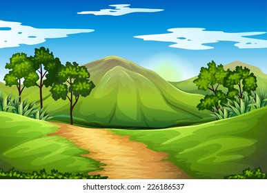 Illustration of a green landscape