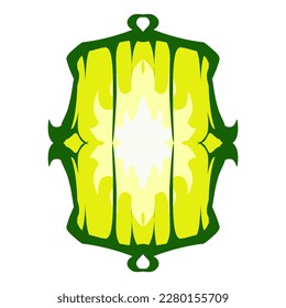 Illustration of a green lantern with a yellow flame on the theme of Ramadan, Eid al-Fitr and Eid al-Adha. Perfect for elements, icons, stickers, tattoos, for wallpapers or backgrounds themed Ramadan