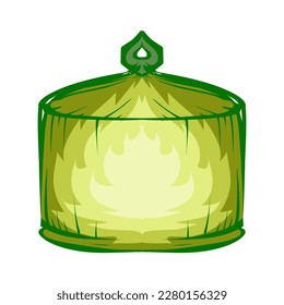 Illustration of a green lantern with a yellow flame on the theme of Ramadan, Eid al-Fitr and Eid al-Adha. Perfect for elements, icons, stickers, tattoos, for wallpapers or backgrounds themed Ramadan