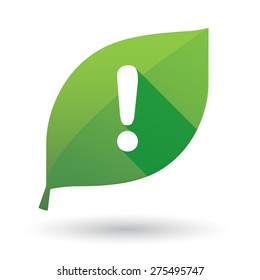 Illustration of a green leaf icon with an admiration sign