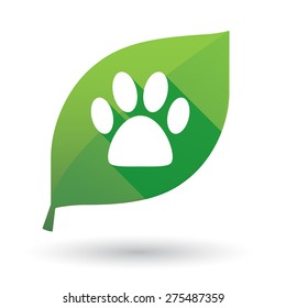 Illustration of a green leaf icon with an animal footprint