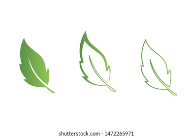 illustration of green leaf icon. gradient.