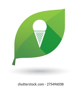 Illustration of a green leaf icon with an ice cream