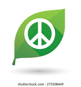 Illustration of a green leaf icon with a peace sign